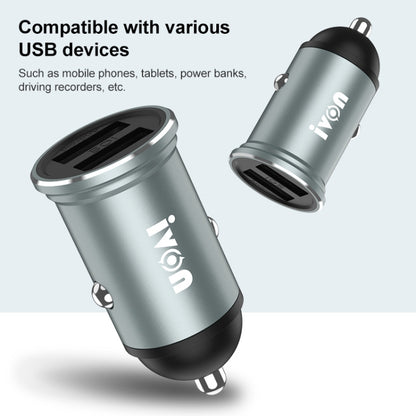IVON CC37 15W 3.1A Dual USB Mini Car Charger + 1m USB to USB-C / Type-C Fast Charge Data Cable Set, USB-C / Type-C