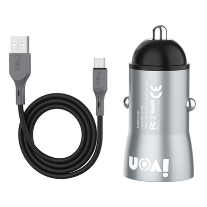 IVON CC39 18W 3.1A QC 3.0 USB Car Charger + 1m USB to USB-C / Type-C Fast Charge Data Cable Set, USB-C / Type-C