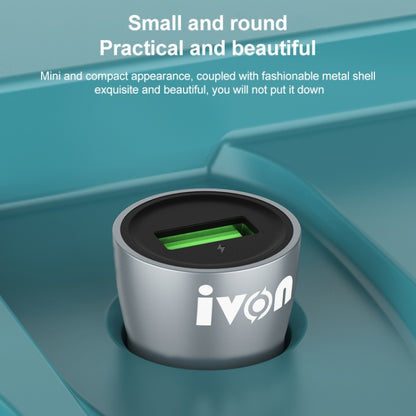 IVON CC39 18W 3.1A QC 3.0 USB Car Charger + 1m USB to USB-C / Type-C Fast Charge Data Cable Set, USB-C / Type-C