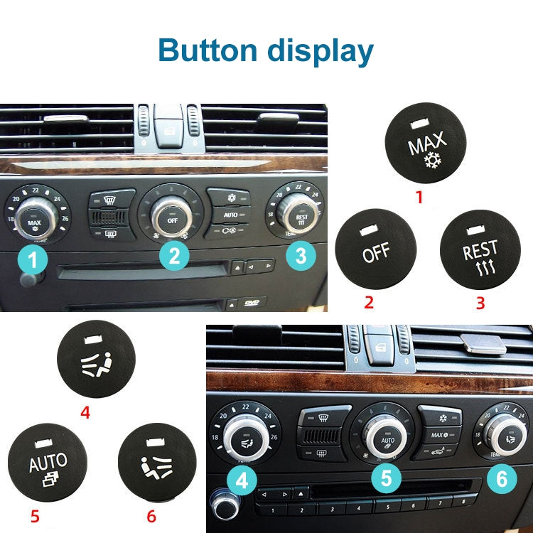 Car Air Conditioner Panel Switch Button MAX Snow Key 6131 9250 196-1 for BMW E60 2003-2010, Left Driving, MAX Snow