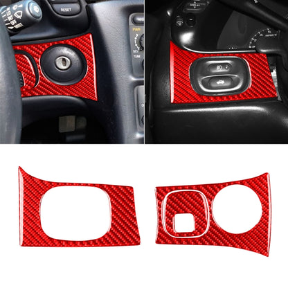 3 in 1 Carbon Fiber Car Headlight Key Panel Sticker for Chevrolet Corvette C5 1998-2004, Left Drive, 3 in 1 Headlight Key Panel Sticker