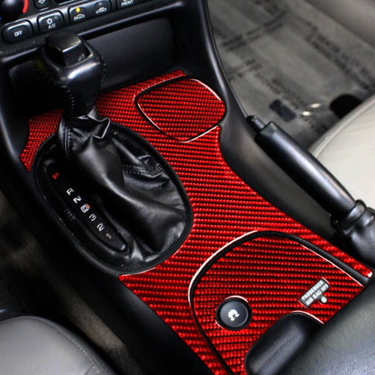 3 in 1 Carbon Fiber Car Gear Panel Sticker Kits C for Chevrolet Corvette C5 1998-2004, Left Drive, Gear Panel Sticker Kits C