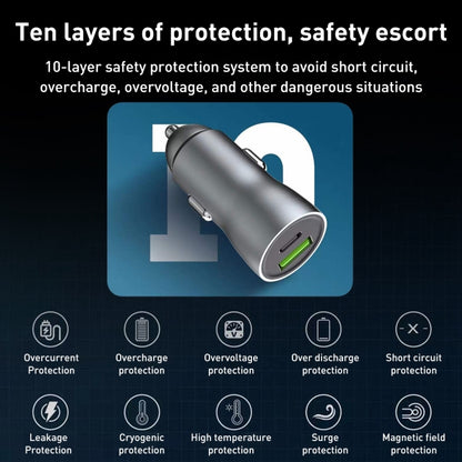 20W PD+22.5W USB Ports Car Charger, Compatible with Android and IOS, 20W PD+22.5W