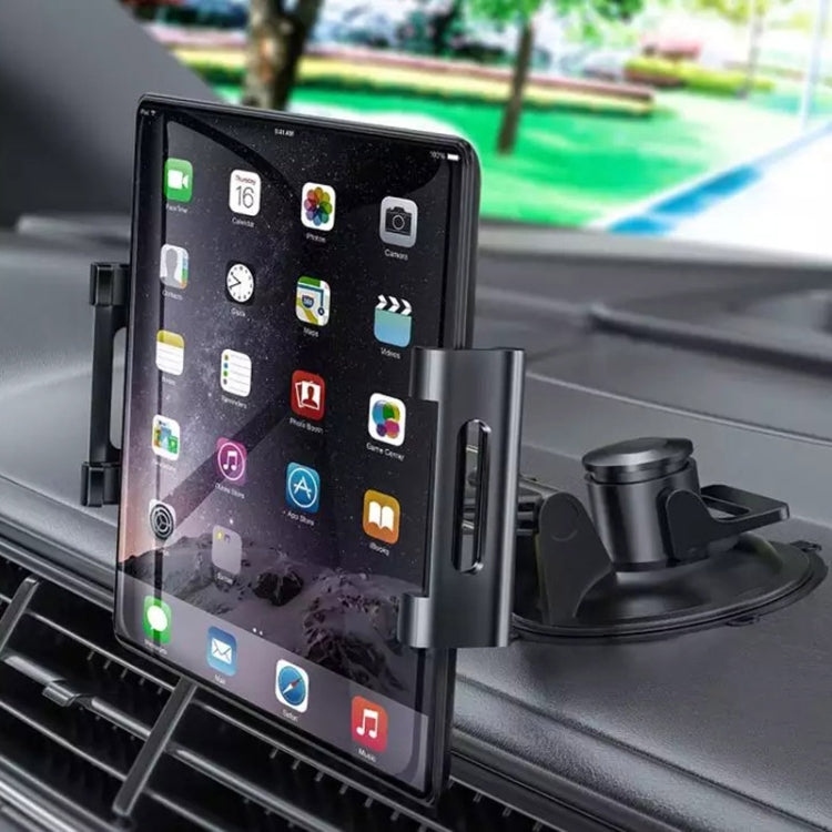 Car Dashboard Tablet Holder PU Suction Cup Windshield Bracket + Tray, PU Suction Cup + Tray