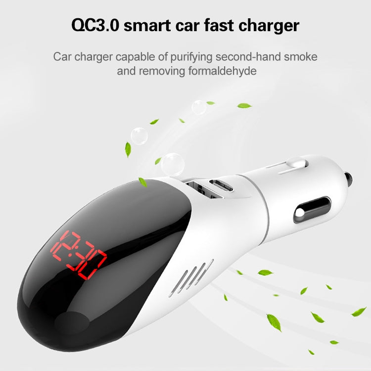 Multifunctional Formaldehyde Removal Air Purifier QC3.0 Car Phone Charger Display Screen