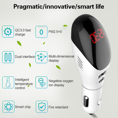 Multifunctional Formaldehyde Removal Air Purifier QC3.0 Car Phone Charger Display Screen
