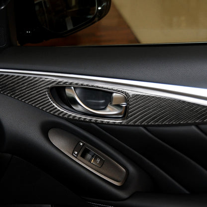 4 PCS Car Carbon Fiber Door Inner Handle Panel Decorative Sticker for Infiniti Q50 2014-2020, Left Drive, Door Inner Handle Panel (A)