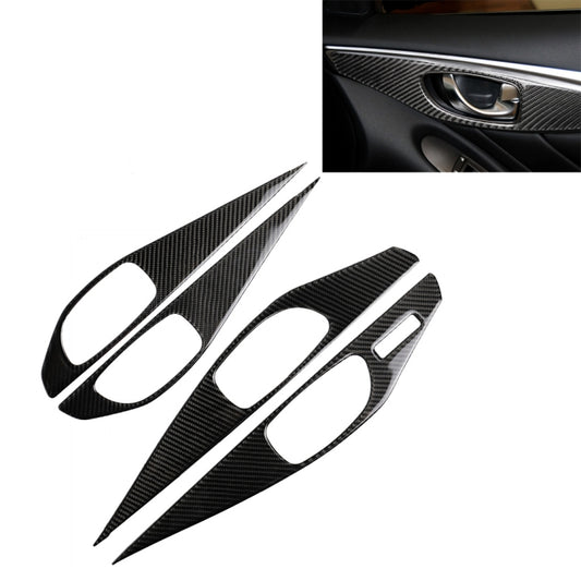 4 PCS Car Carbon Fiber Door Inner Handle Panel Decorative Sticker for Infiniti Q50 2014-2020, Left Drive, Door Inner Handle Panel (A)