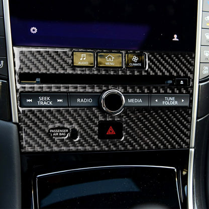 Car Carbon Fiber CD  Console Panel Decorative Sticker for Infiniti Q50 / Q60 2014-2020, CD Console Panel  (B)