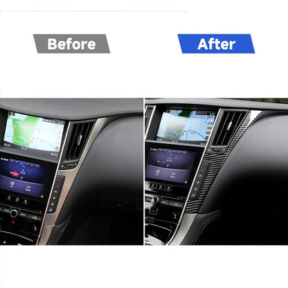 Car Carbon Fiber Central Control Side F Frame Decorative Sticker for Infiniti Q50 / Q60 2014-2020, Control Side F Frame