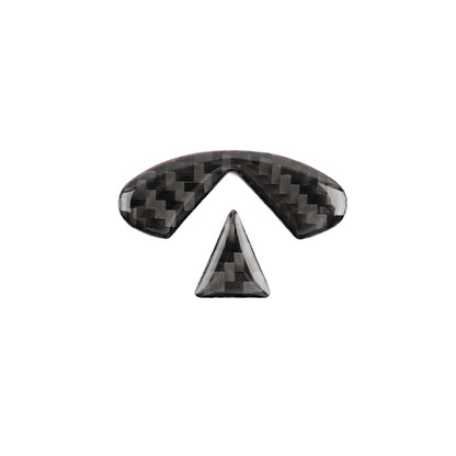 2 PCS Car Carbon Fiber Steering Wheel Logo Decorative Sticker for Infiniti Q50 / Q60 2014-2020, Steering Wheel Logo