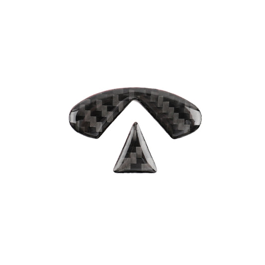2 PCS Car Carbon Fiber Steering Wheel Logo Decorative Sticker for Infiniti Q50 / Q60 2014-2020, Steering Wheel Logo