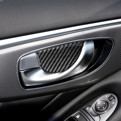4 PCS Car Carbon Fiber Door Inner Handle Wrist Panel Decorative Sticker for Infiniti Q50 / Q60 2014-2020, Door Inner Handle Wrist