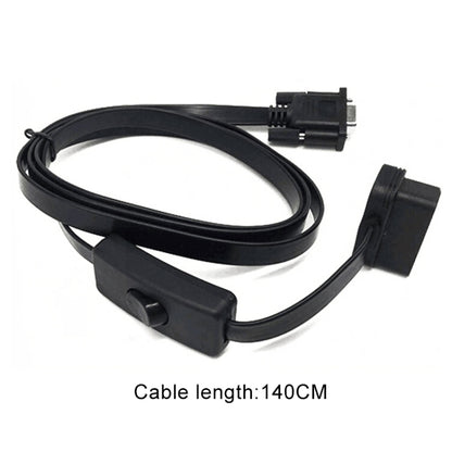 Car OBD Extended Diagnostic Tool OBD2 16PIN to DB9 Serial RS232 Cable with Switch, OBD Extended Diagnostic Tool