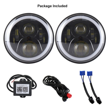 2 PCS 7 inch DC12V 6000K-6500K 50W Car LED Headlight Cree Lamp Beads for Jeep Wrangler / Harley, Support APP + Bluetooth Control, DC12V 6000K-6500K