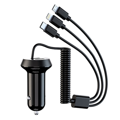 Universal Car 3 in 1 Quick Charger Dual Port USB Charger Power Outlet Adapter, Cable Length: 55cm, X3