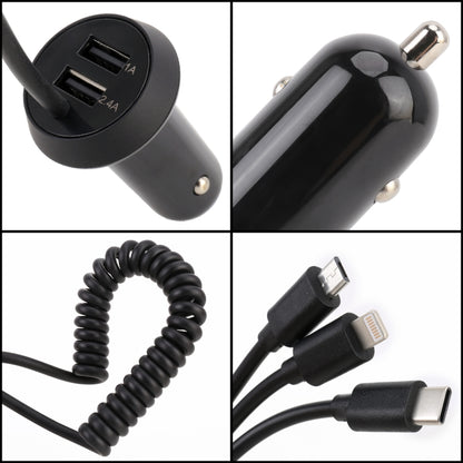 Universal Car 3 in 1 Quick Charger Dual Port USB Charger Power Outlet Adapter, Cable Length: 55cm, X3