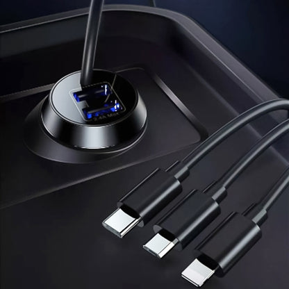 Universal Car 3 in 1 Quick Charger Dual Port USB Charger Power Outlet Adapter, Cable Length: 55cm, X3