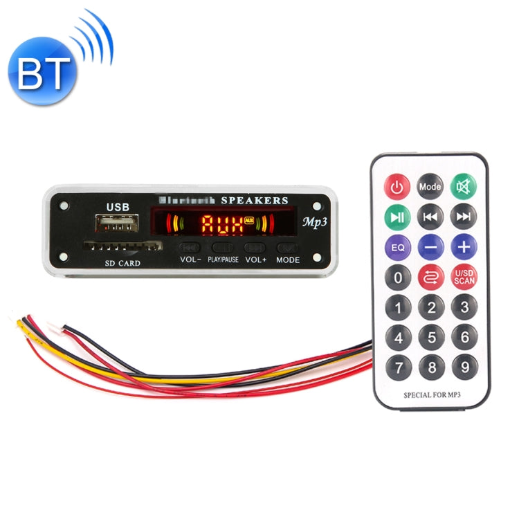 Car Color Screen 12V Audio MP3 Player Decoder Board FM Radio SD Card USB, with Bluetooth Function & Remote Control, 12V