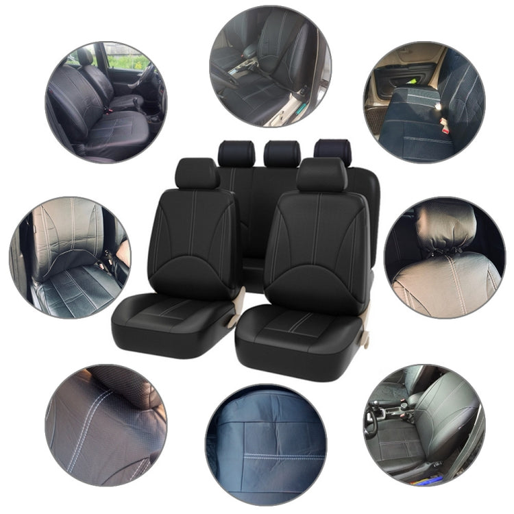 9 in 1 Universal PU Leather Four Seasons Anti-Slippery Cushion Mat Set for 5 Seat Car, For 5 Seat Car