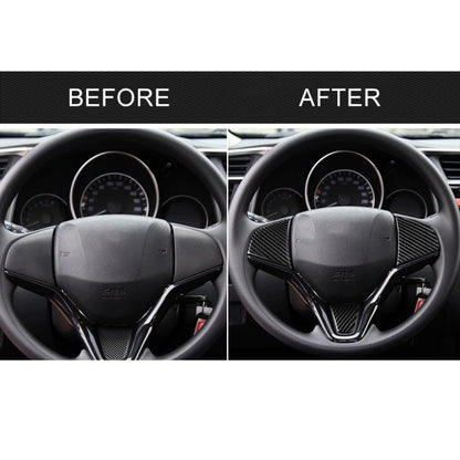 3 in 1 Car Carbon Fiber Steering Wheel Button Decorative Sticker for Honda Fit, Left and Right Drive Universal, For Honda Fit(A)