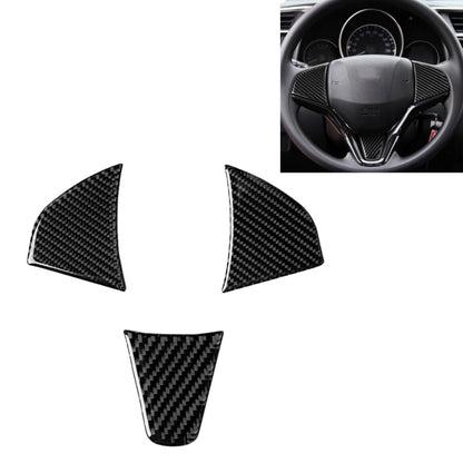 3 in 1 Car Carbon Fiber Steering Wheel Button Decorative Sticker for Honda Fit, Left and Right Drive Universal, For Honda Fit(A)