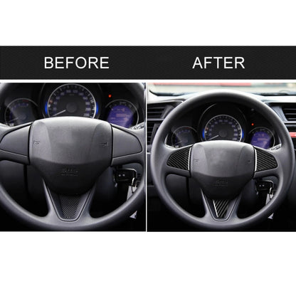 3 in 1 Car Carbon Fiber Steering Wheel Button Decorative Sticker for Honda Fit, Left and Right Drive Universal, For Honda Fit