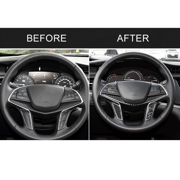 4 in 1 Car Carbon Fiber Steering Wheel Button Decorative Sticker for Cadillac xt5 2016-2017, Left and Right Drive Universal, For Cadillac xt5 2016-2017