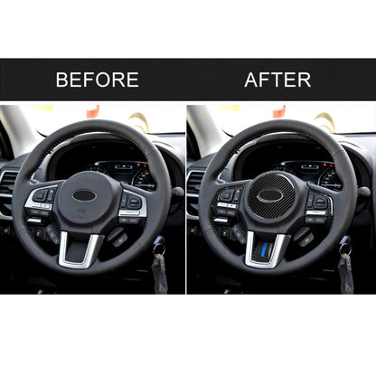 4 in 1 Car Carbon Fiber Blue Steering Wheel Button Decorative Sticker for Subaru Forester 2016-2018, Left and Right Drive Universal, For Subaru Forester 2016-2018(Blue)
