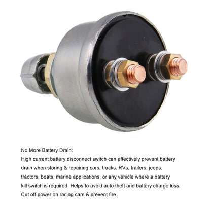 12V 125A Master Battery Disconnect Battery Switch Power Isolator Cut Off Kill Switch for UVT ATV Marine, 12V 125A