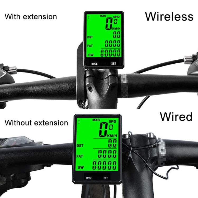 2.8 inch English Wireless Waterproof Cycle Computer LCD Odometer Speedometer with Extension Holder, Wireless with Extension Holder