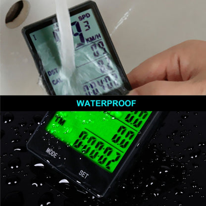 2.8 inch English Wireless Waterproof Cycle Computer LCD Odometer Speedometer with Extension Holder, Wireless with Extension Holder