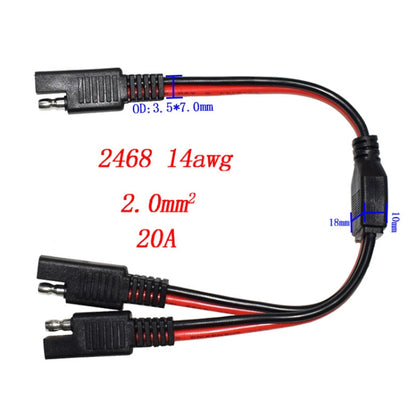 SAE One to Two Connection Cable Car Power Cord, SAE One to Two Cable