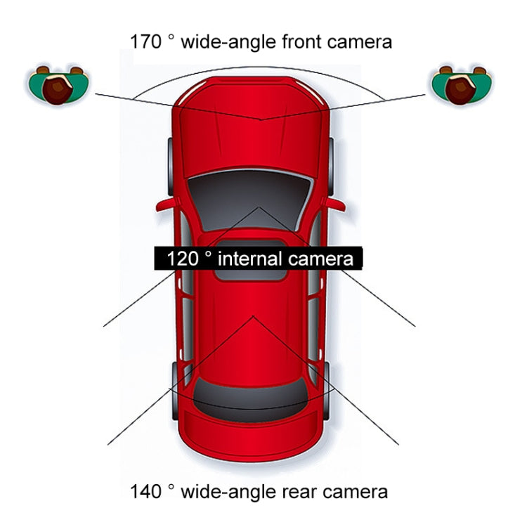3 in 1 4 inch 170 Degree Wide Angle Night Vision HD 1080P Video Car DVR, Support Motion Detection / G-Sensor, 4 inch