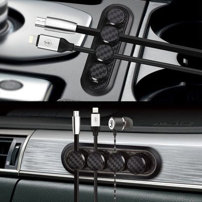 Car Carbon Fiber Magnetic Clamp Cable Storage Box Creative Desktop Hub Organizer, Desktop Hub Organizer