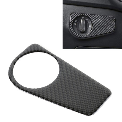 Car Carbon Fiber Headlight Switch Panel Decorative Sticker for Volkswagen Tiguan L 2019-2021, Low Configuration, Headlight Switch, Low Configuration