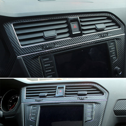 Car Carbon Fiber Central Control Air Outlet Frame Decorative Sticker for Volkswagen Tiguan L 2019-2021, Central Control Air Outlet