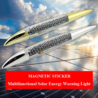 Car Solar Shark Gill Warning Lights Car Door Anti-collision Rear-end Collision LED Dlashing Lamp, Mode: Constant Bright + Flashing, Constant Bright + Flashing (Gold)