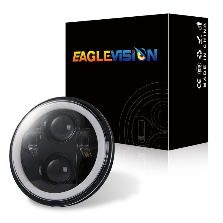 EagleVision DC9-30V 35W 6000K 4000LM 5.75 inch Round Motorcycle LED Headlight with Angel Eye for Harley-Davidson, 5.75 inch with Angel Eye