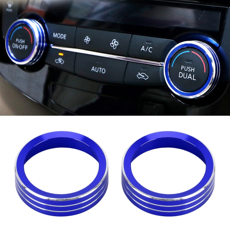 2 PCS Car Metal Air Conditioner Knob Case for Nissan X-TRAIL, For Nissan X-TRAIL (Silver), For Nissan X-TRAIL (Blue), For Nissan X-TRAIL (Red)