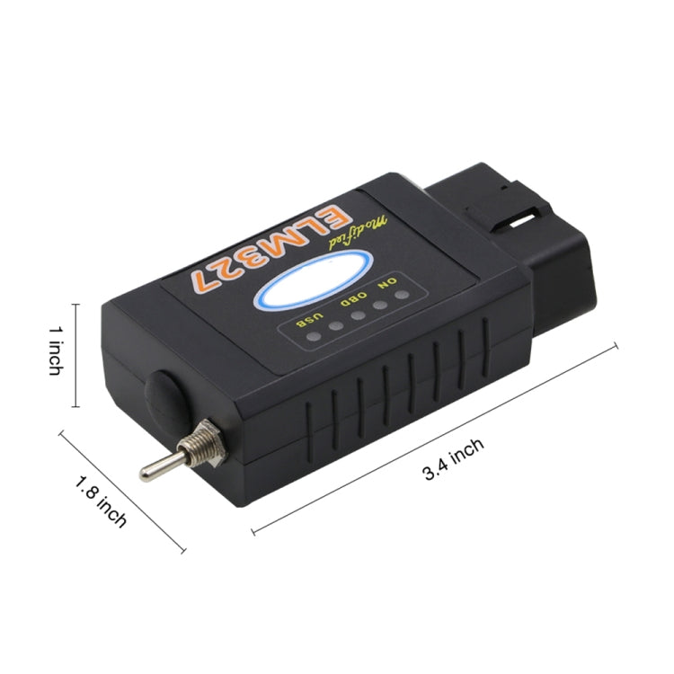 Bluetooth V1.5 ELM327 Interface USB OBDII Auto Diagnostic Scanner Tool with Switch, Auto Diagnostic Scanner