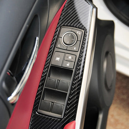 Car Carbon Fiber Window Glass Lifting Panel Button Decorative Sticker for Lexus IS250 2013-, Left Drive B Style, Window Glass Lifting B Style