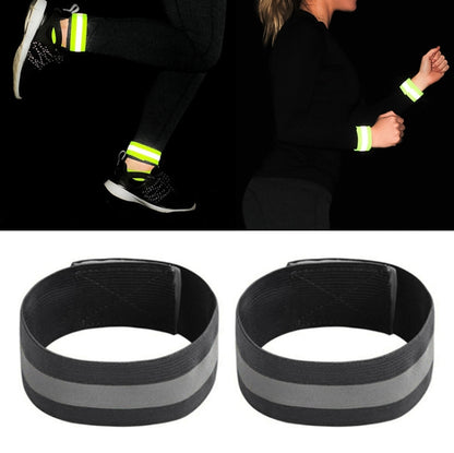 2pcs Reflective Band Outdoor Sports Running Cycling Night Warning Wrist Band, Red, Yellow+Orange, Black, Purple