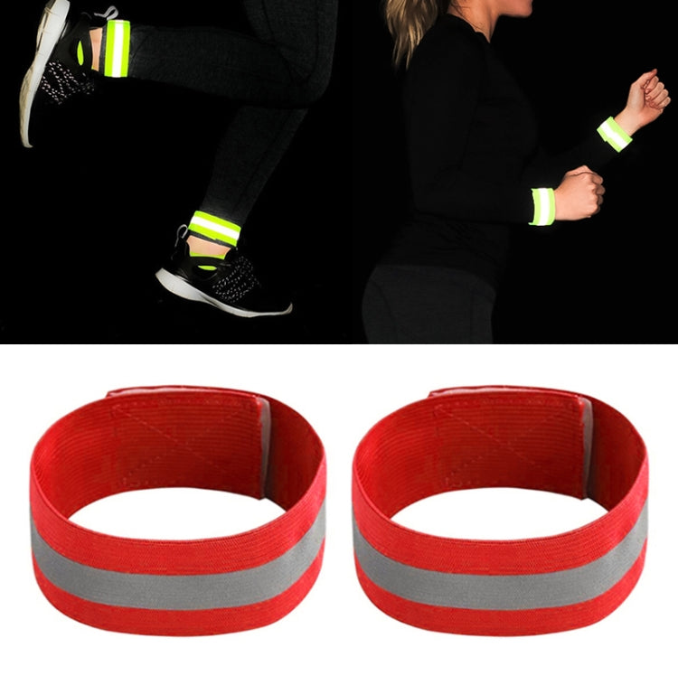 2pcs Reflective Band Outdoor Sports Running Cycling Night Warning Wrist Band, Red, Yellow+Orange, Black, Purple