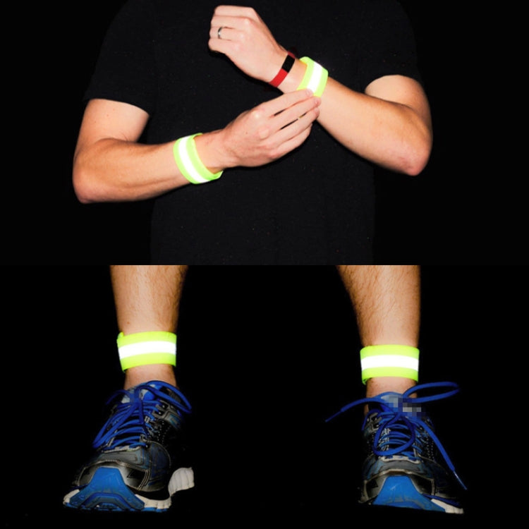 2pcs Reflective Band Outdoor Sports Running Cycling Night Warning Wrist Band, Red, Yellow+Orange, Black, Purple