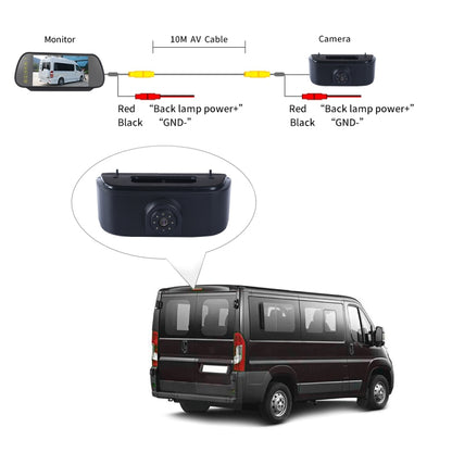 PZ469 Car Waterproof 170 Degree Brake Light View Camera + 7 inch Rearview Monitor for Nissan N200 2010-2017, PZ469 + 7 inch Rearview Monitor