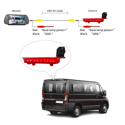 PZ470 Car Waterproof 170 Degree Brake Light View Camera + 7 inch Rearview Monitor for Volkswagen T5 / T6 2010-2017, PZ470 + 7 inch Rearview Monitor