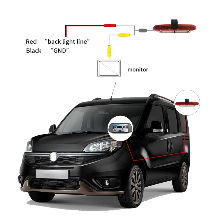 PZ472 Car Waterproof 170 Degree Brake Light View Camera + 7 inch Rearview Monitor for Fiat / Opel, PZ472 + 7 inch Rearview Monitor