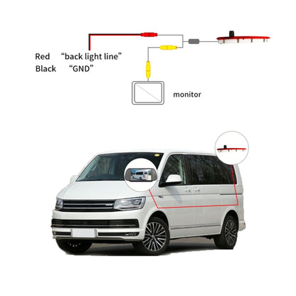 PZ473 Car Waterproof 170 Degree Brake Light View Camera + 7 inch Rearview Monitor for Volkswagen T6 Single Door, PZ473 + 7 inch Rearview Monitor