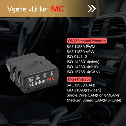 Vgate VLINKER MC V2.2 Bluetooth 3.0 Car OBD Fault Diagnosis Detector, MC V2.2 Bluetooth 3.0